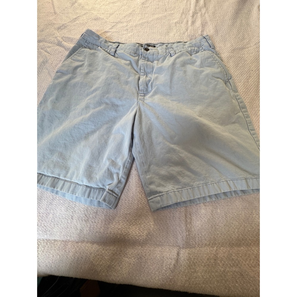 Nautica Mens Chino Shorts Light Blue 100% Cotton Size 36W Flat Front Casual